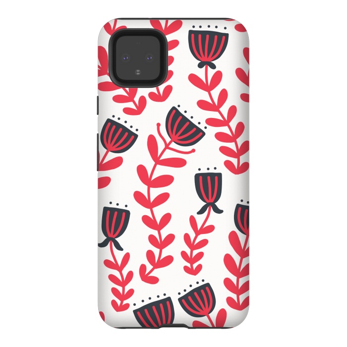 Pixel 4XL StrongFit Red flowers by Winston