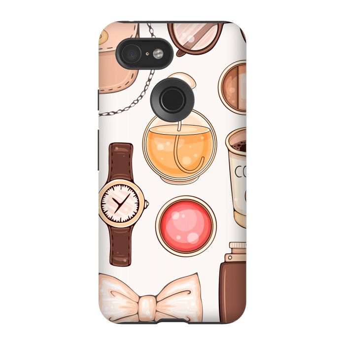 Pixel 3 StrongFit Fashion set of Woman's Accessories and Cosmetics by ArtsCase