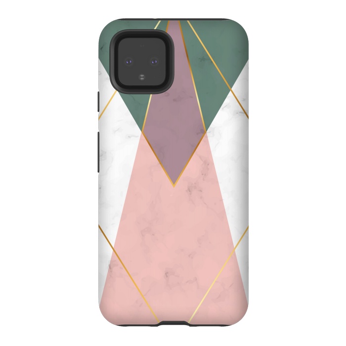 Pixel 4 StrongFit Fashion Marble Design with golden lines by ArtsCase