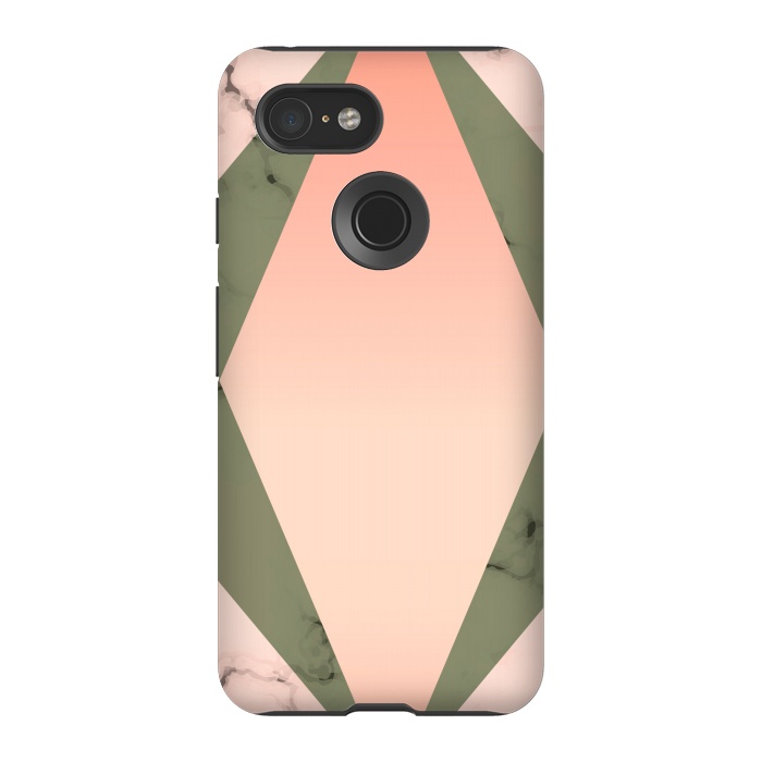 Pixel 3 StrongFit Marble design with diamond figure by ArtsCase
