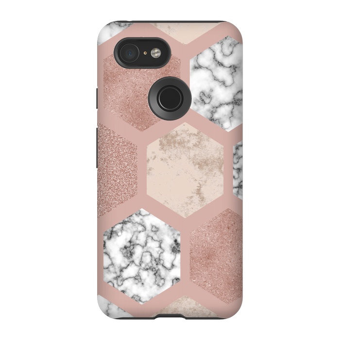 Pixel 3 StrongFit Marble Geometrical abstract design by ArtsCase