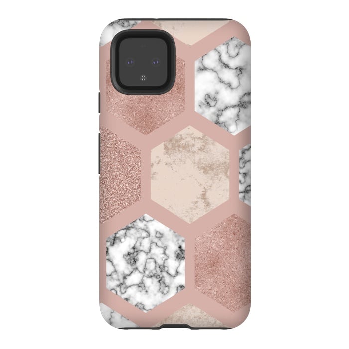 Pixel 4 StrongFit Marble Geometrical abstract design by ArtsCase
