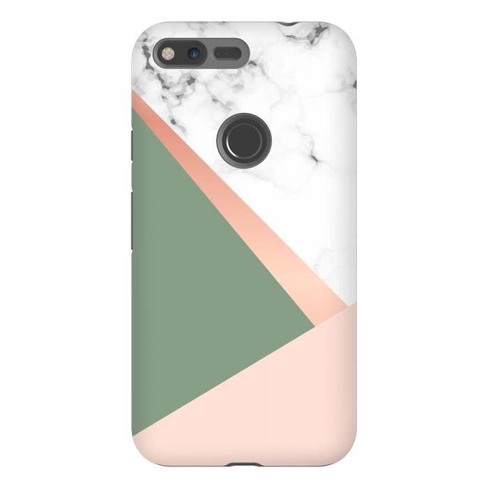 Pixel XL StrongFit Marble geometric design with triangular image by ArtsCase