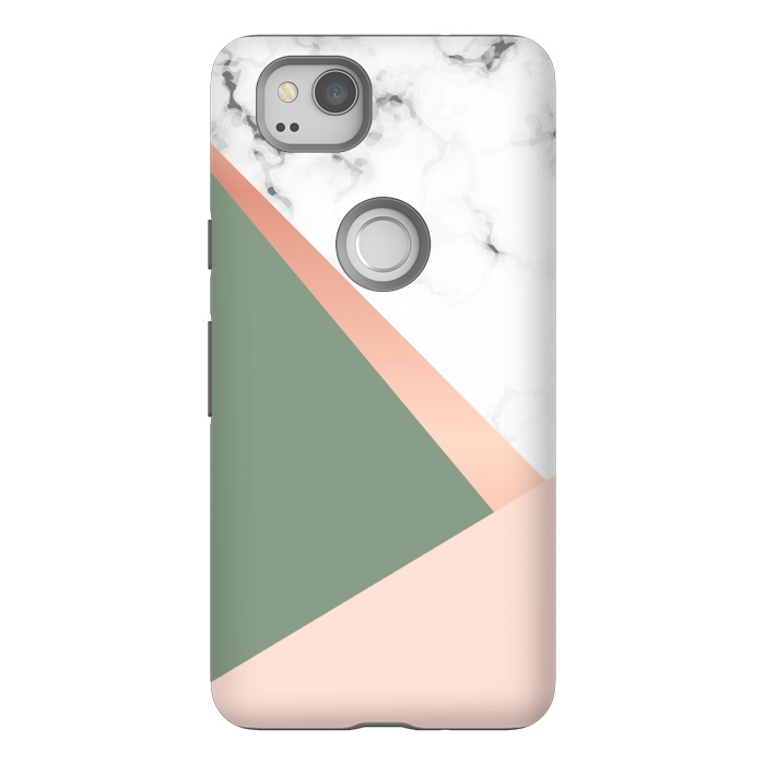 Pixel 2 StrongFit Marble geometric design with triangular image by ArtsCase