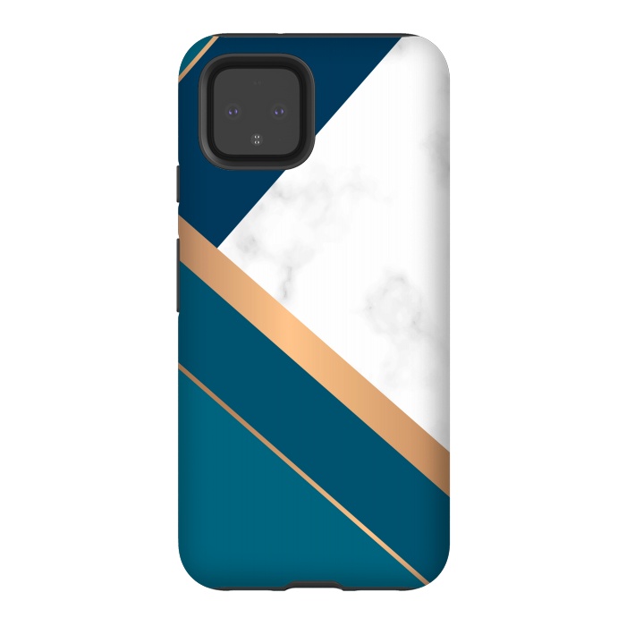 Pixel 4 StrongFit Marble gold triangles on the marble design by ArtsCase
