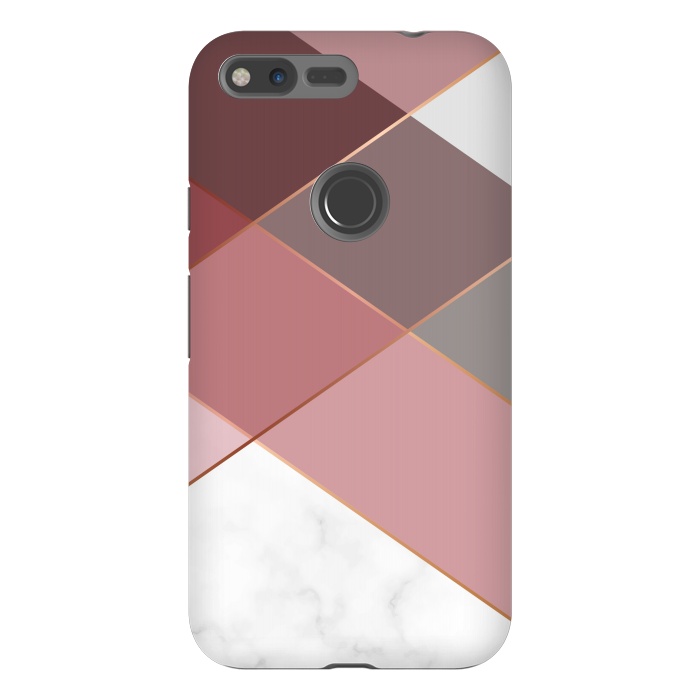 Pixel XL StrongFit Marble Pattern Polygonal Lines by ArtsCase