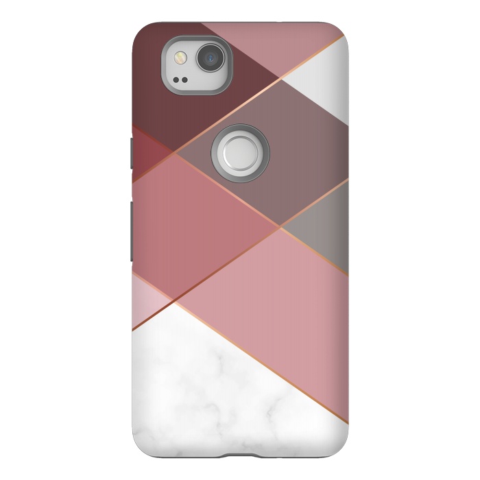 Pixel 2 StrongFit Marble Pattern Polygonal Lines by ArtsCase