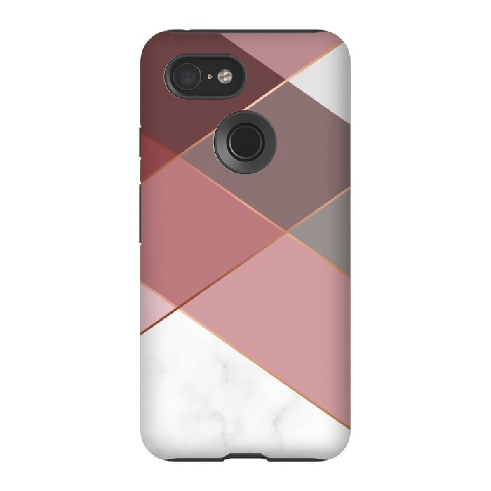 Pixel 3 StrongFit Marble Pattern Polygonal Lines by ArtsCase