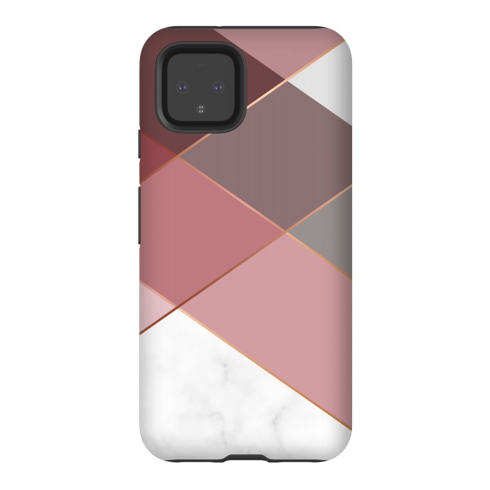 Pixel 4 StrongFit Marble Pattern Polygonal Lines by ArtsCase