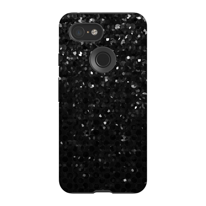 Pixel 3 StrongFit Black Crystal Bling Strass G283 by Medusa GraphicArt
