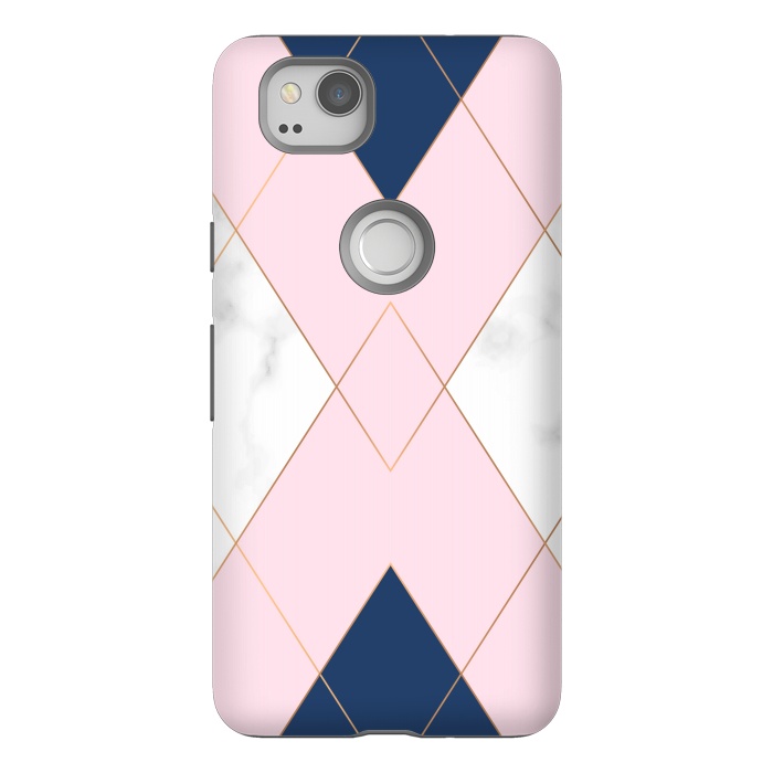 Pixel 2 StrongFit Triangles on marbled design by ArtsCase