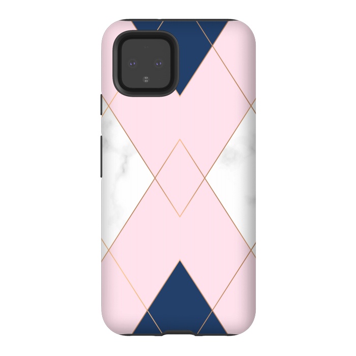 Pixel 4 StrongFit Triangles on marbled design by ArtsCase