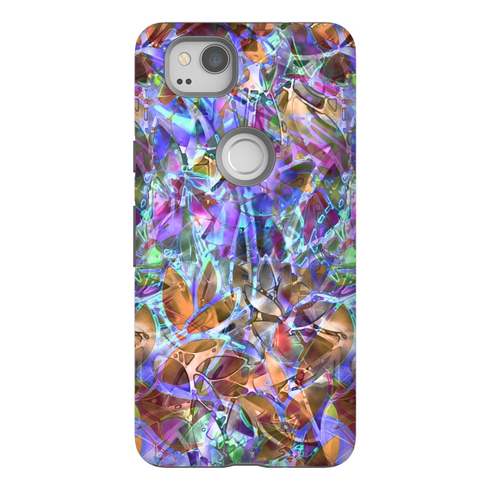 Pixel 2 StrongFit Floral Abstract Stained Glass G268 by Medusa GraphicArt