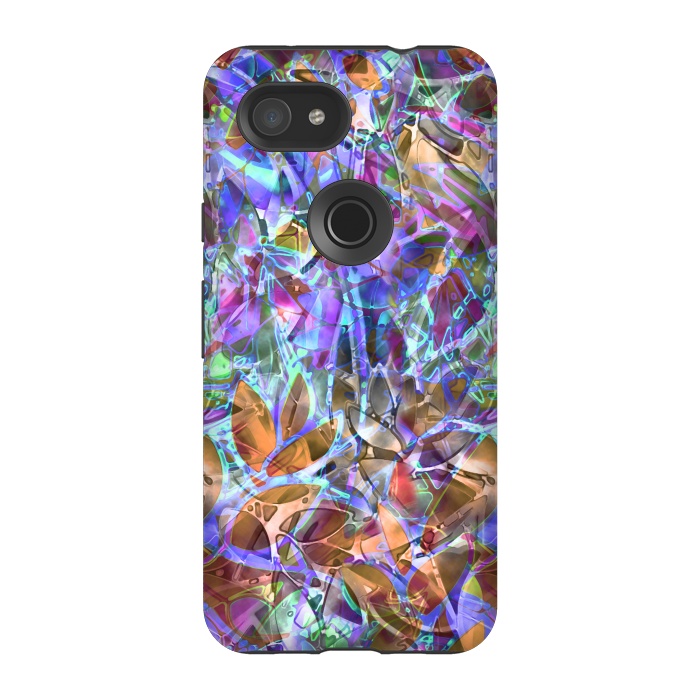 Pixel 3A StrongFit Floral Abstract Stained Glass G268 by Medusa GraphicArt