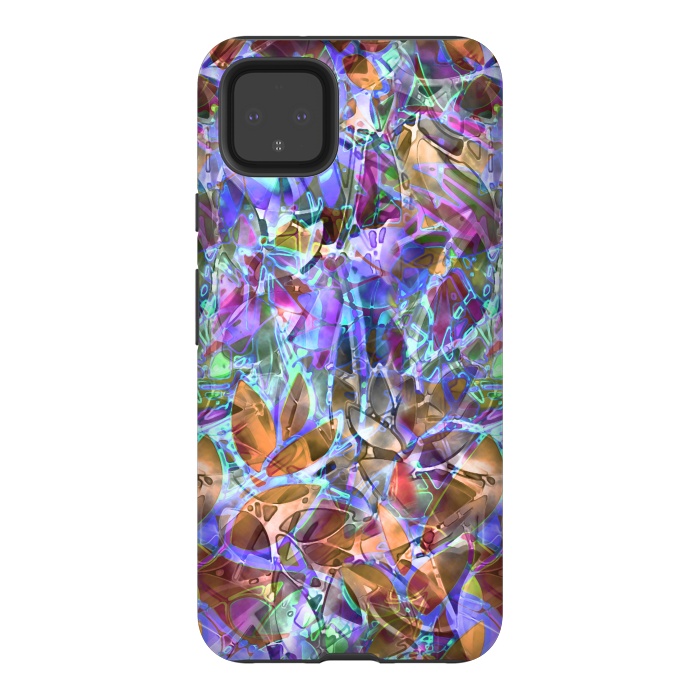 Pixel 4XL StrongFit Floral Abstract Stained Glass G268 by Medusa GraphicArt