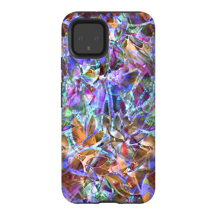 Pixel 4 StrongFit Floral Abstract Stained Glass G268 by Medusa GraphicArt