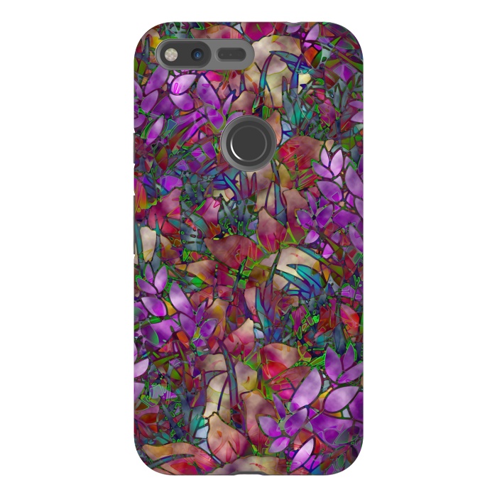 Pixel XL StrongFit Floral Abstract Stained Glass G175 by Medusa GraphicArt
