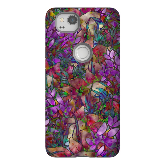 Pixel 2 StrongFit Floral Abstract Stained Glass G175 by Medusa GraphicArt