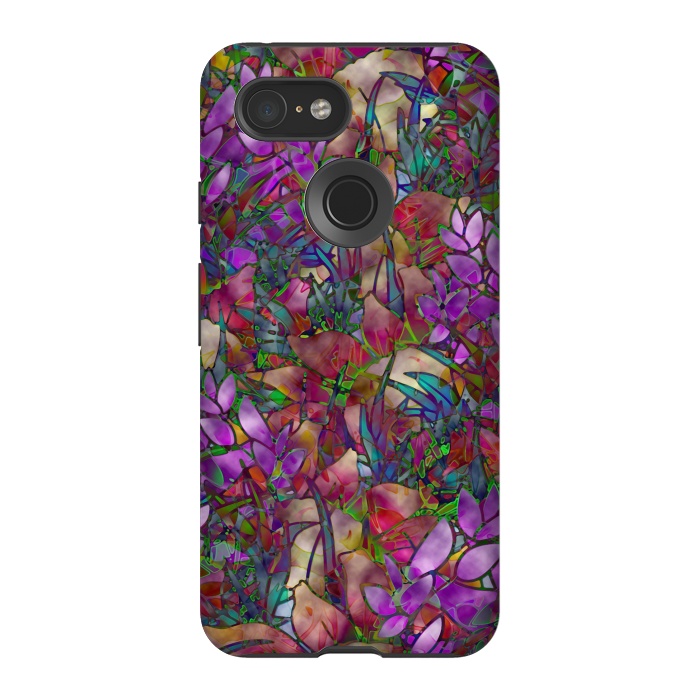 Pixel 3 StrongFit Floral Abstract Stained Glass G175 by Medusa GraphicArt