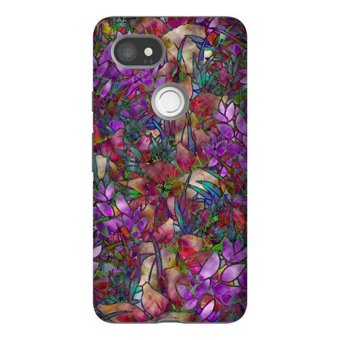 Pixel 2XL StrongFit Floral Abstract Stained Glass G175 by Medusa GraphicArt