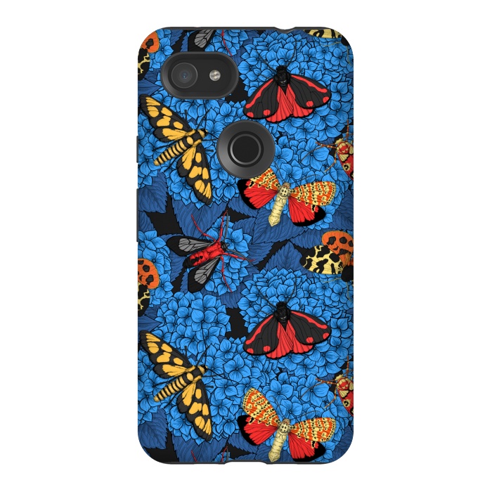 Pixel 3AXL StrongFit Moths on blue hydrangea by Katerina Kirilova