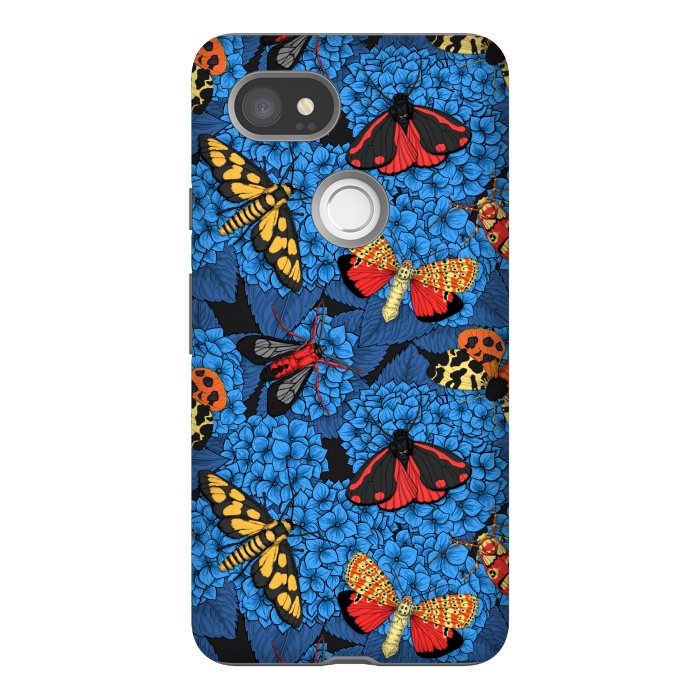 Pixel 2XL StrongFit Moths on blue hydrangea by Katerina Kirilova