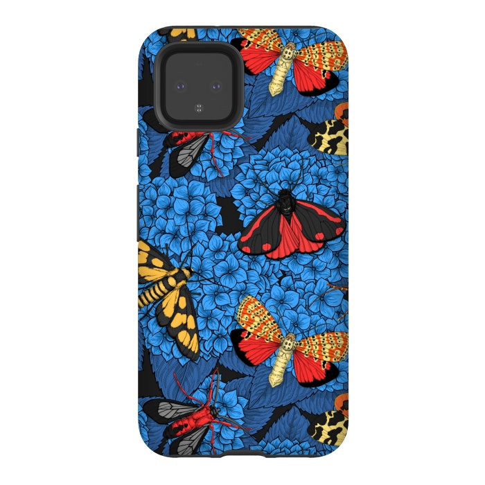Pixel 4 StrongFit Moths on blue hydrangea by Katerina Kirilova