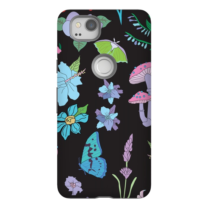 Pixel 2 StrongFit Garden Witch Pastel Mushrooms, Flowers, Butterflies by Luna Elizabeth Art