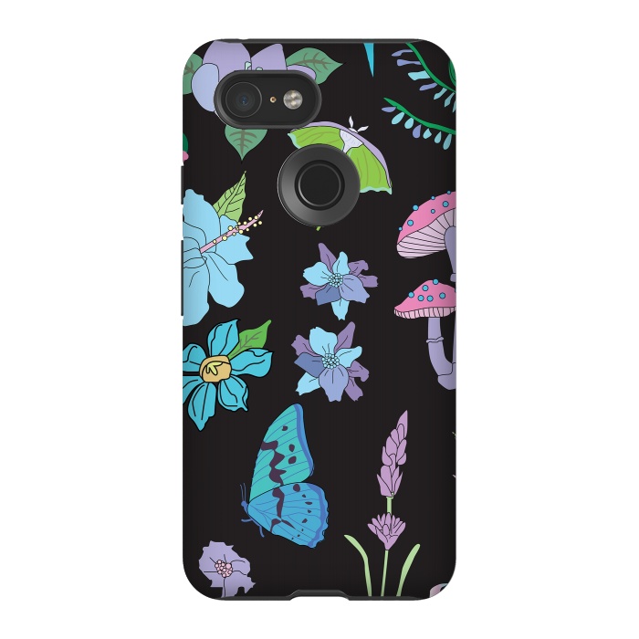 Pixel 3 StrongFit Garden Witch Pastel Mushrooms, Flowers, Butterflies by Luna Elizabeth Art