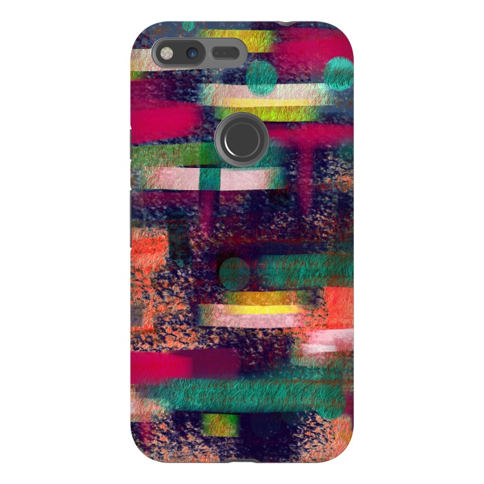 Pixel XL StrongFit Abstract art colourful design multicolor by Josie
