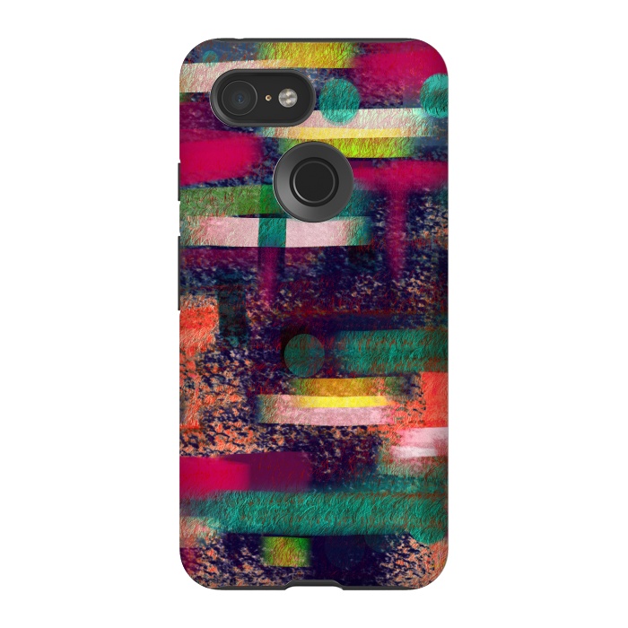 Pixel 3 StrongFit Abstract art colourful design multicolor by Josie