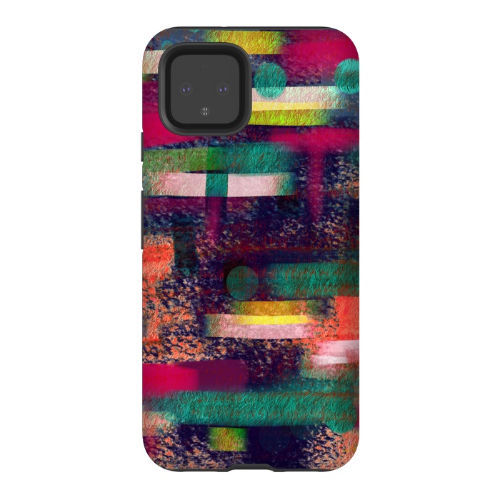 Pixel 4 StrongFit Abstract art colourful design multicolor by Josie