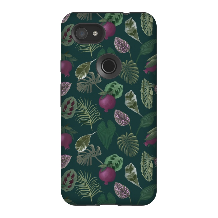 Pixel 3AXL StrongFit Pomegranates & Palm Leaves by Tishya Oedit