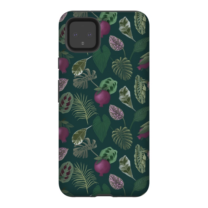 Pixel 4XL StrongFit Pomegranates & Palm Leaves by Tishya Oedit