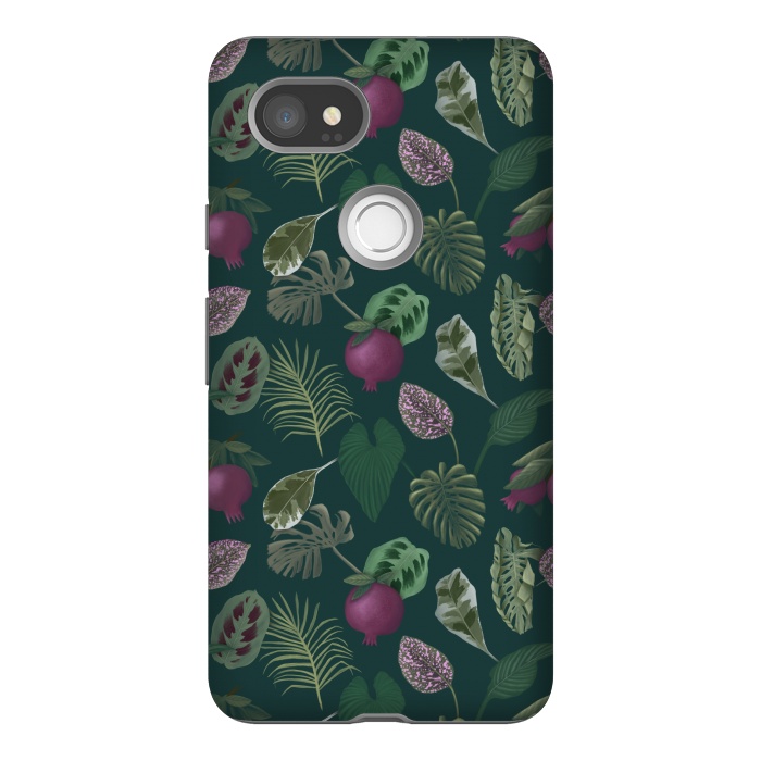 Pixel 2XL StrongFit Pomegranates & Palm Leaves by Tishya Oedit
