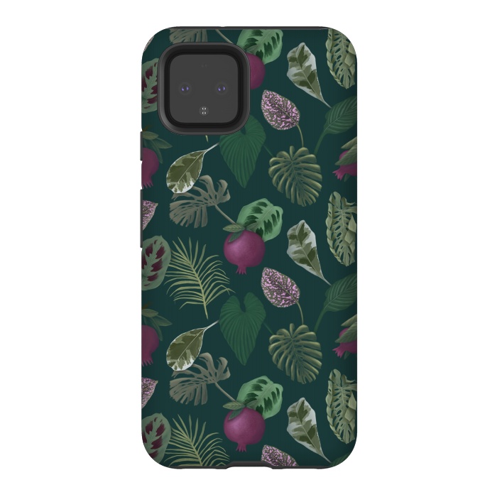 Pixel 4 StrongFit Pomegranates & Palm Leaves by Tishya Oedit