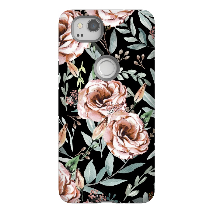 Pixel 2 StrongFit Floral Explosion Black by Anis Illustration