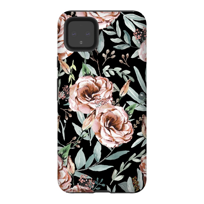 Pixel 4XL StrongFit Floral Explosion Black by Anis Illustration
