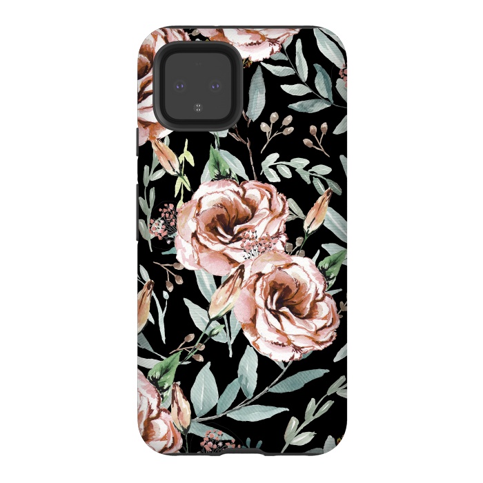 Pixel 4 StrongFit Floral Explosion Black by Anis Illustration