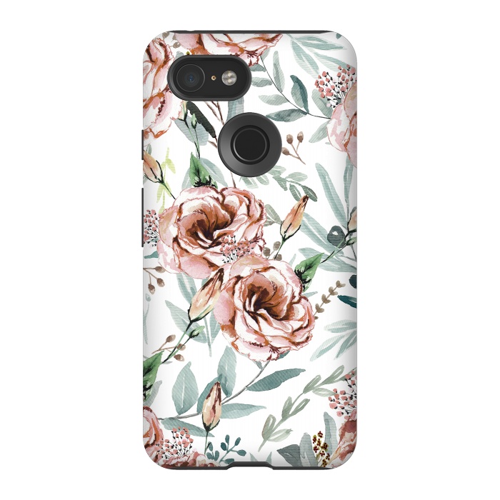 Pixel 3 StrongFit Floral Explosion White by Anis Illustration