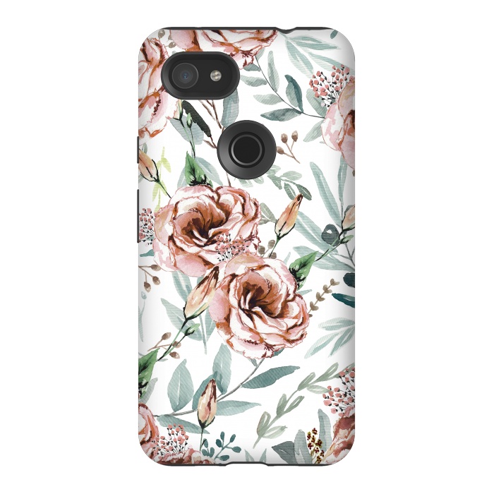 Pixel 3AXL StrongFit Floral Explosion White by Anis Illustration