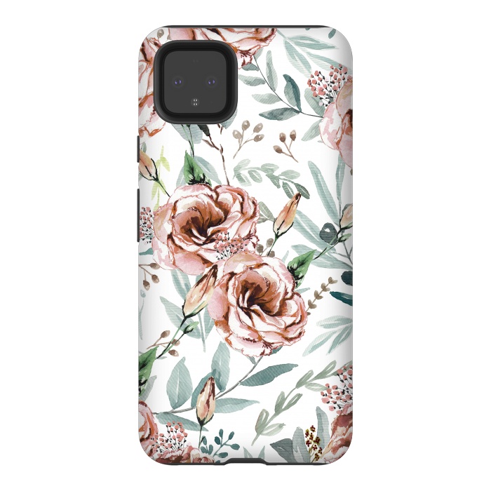 Pixel 4XL StrongFit Floral Explosion White by Anis Illustration