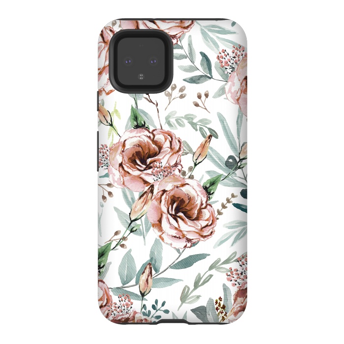 Pixel 4 StrongFit Floral Explosion White by Anis Illustration