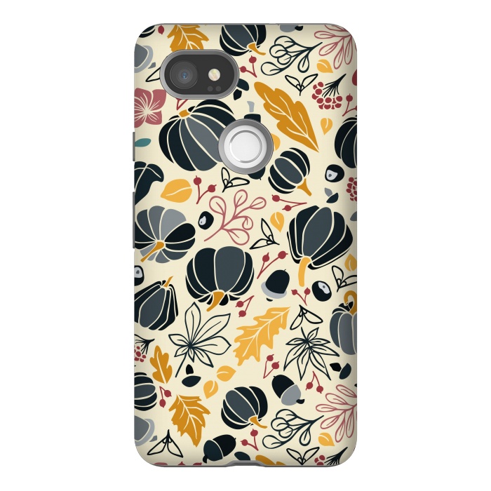 Pixel 2XL StrongFit Fall Fruits in Navy and Yellow by Paula Ohreen
