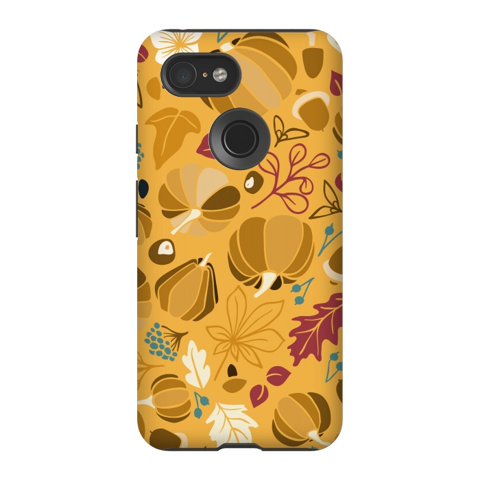 Pixel 3 StrongFit Fall Fruits in Mustard and Red by Paula Ohreen