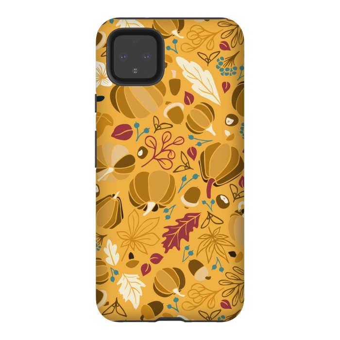 Pixel 4XL StrongFit Fall Fruits in Mustard and Red by Paula Ohreen