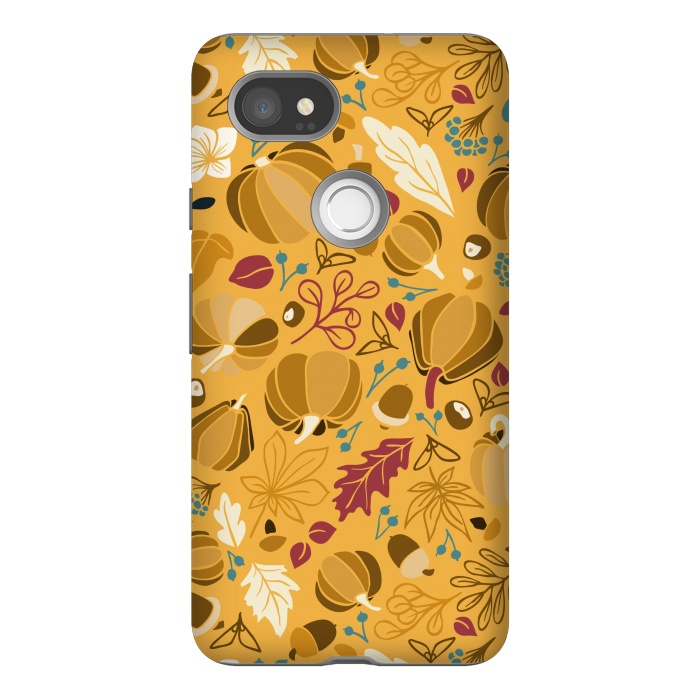 Pixel 2XL StrongFit Fall Fruits in Mustard and Red by Paula Ohreen