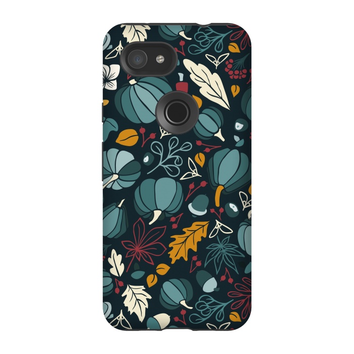 Pixel 3A StrongFit Fall Fruits in Navy and Red by Paula Ohreen