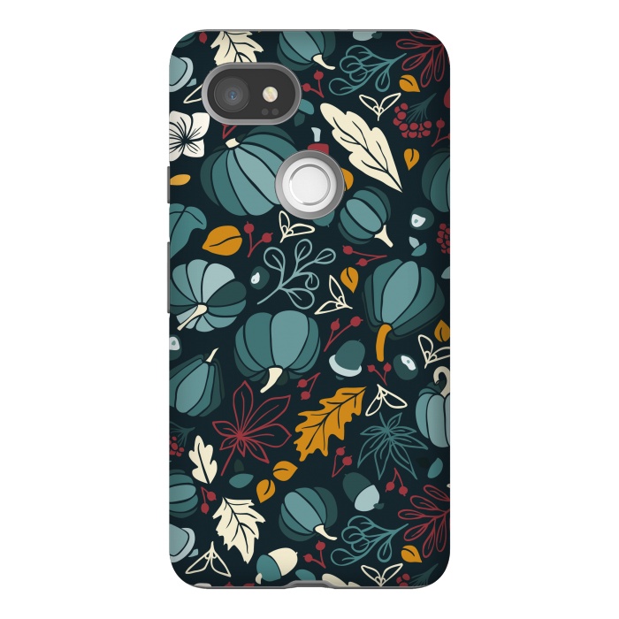 Pixel 2XL StrongFit Fall Fruits in Navy and Red by Paula Ohreen