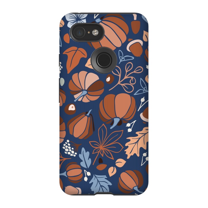 Pixel 3 StrongFit Fall Fruits in Navy and Orange by Paula Ohreen
